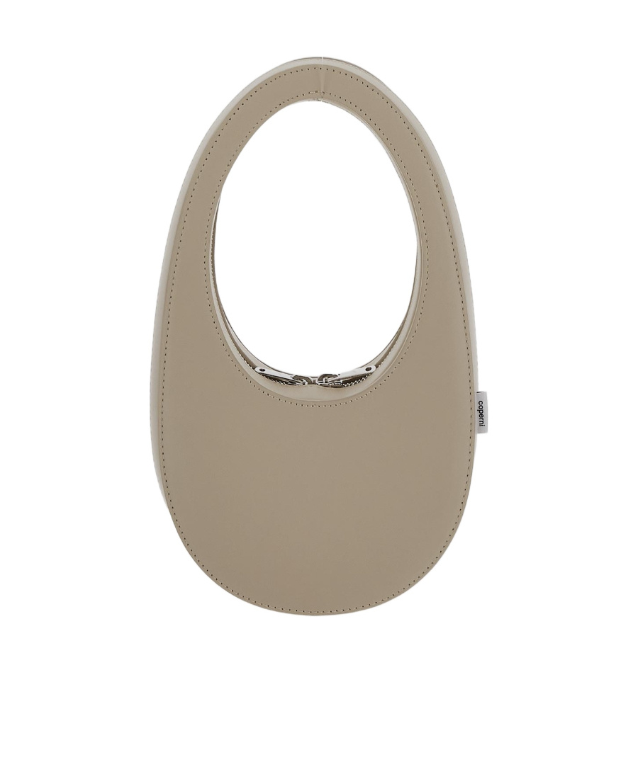 Coperni 'mini Swipe' Beige Handbag With Embossed Logo In Denim Woman In Nude