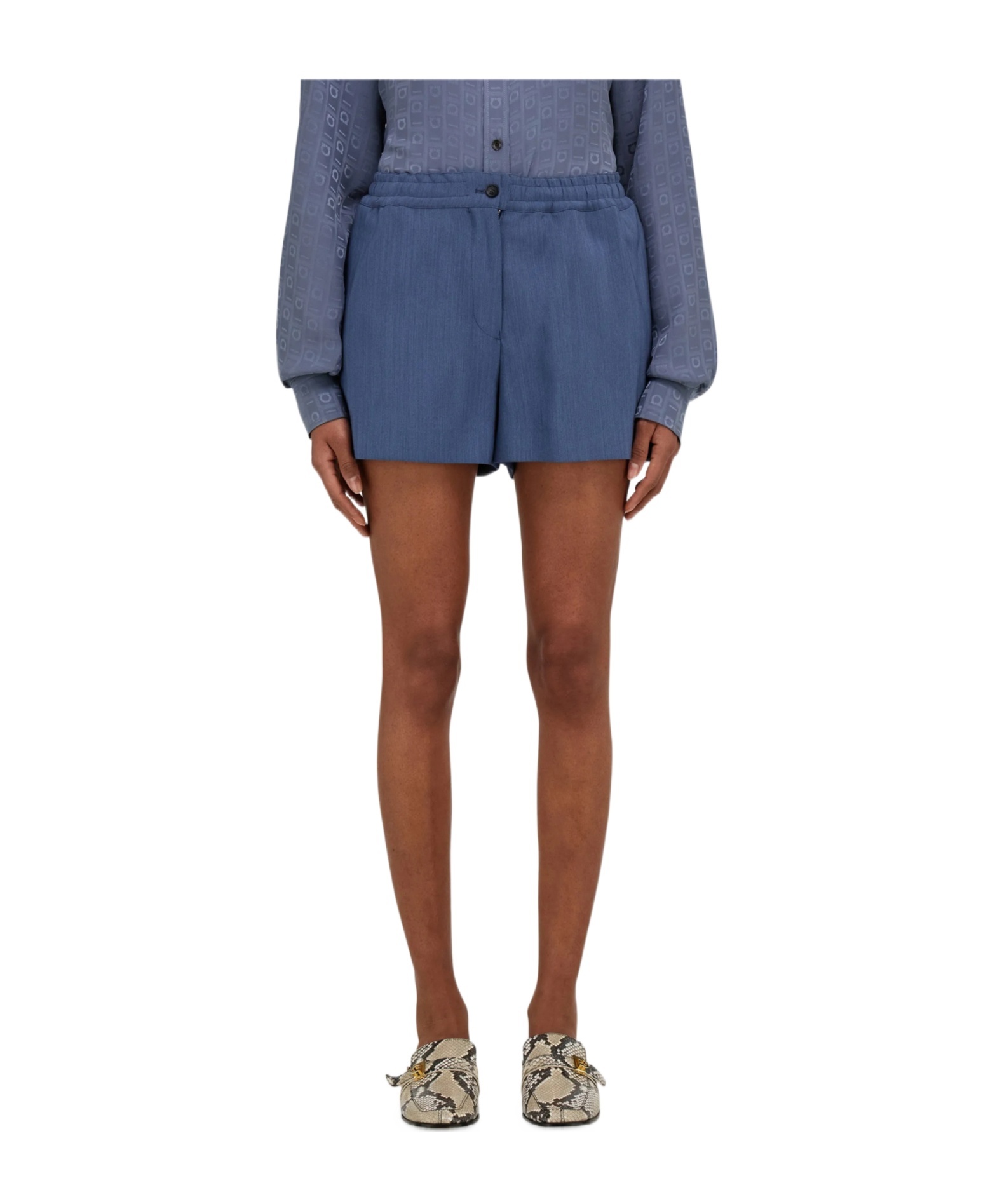 Ferragamo Elastic Waist Shorts In Blue
