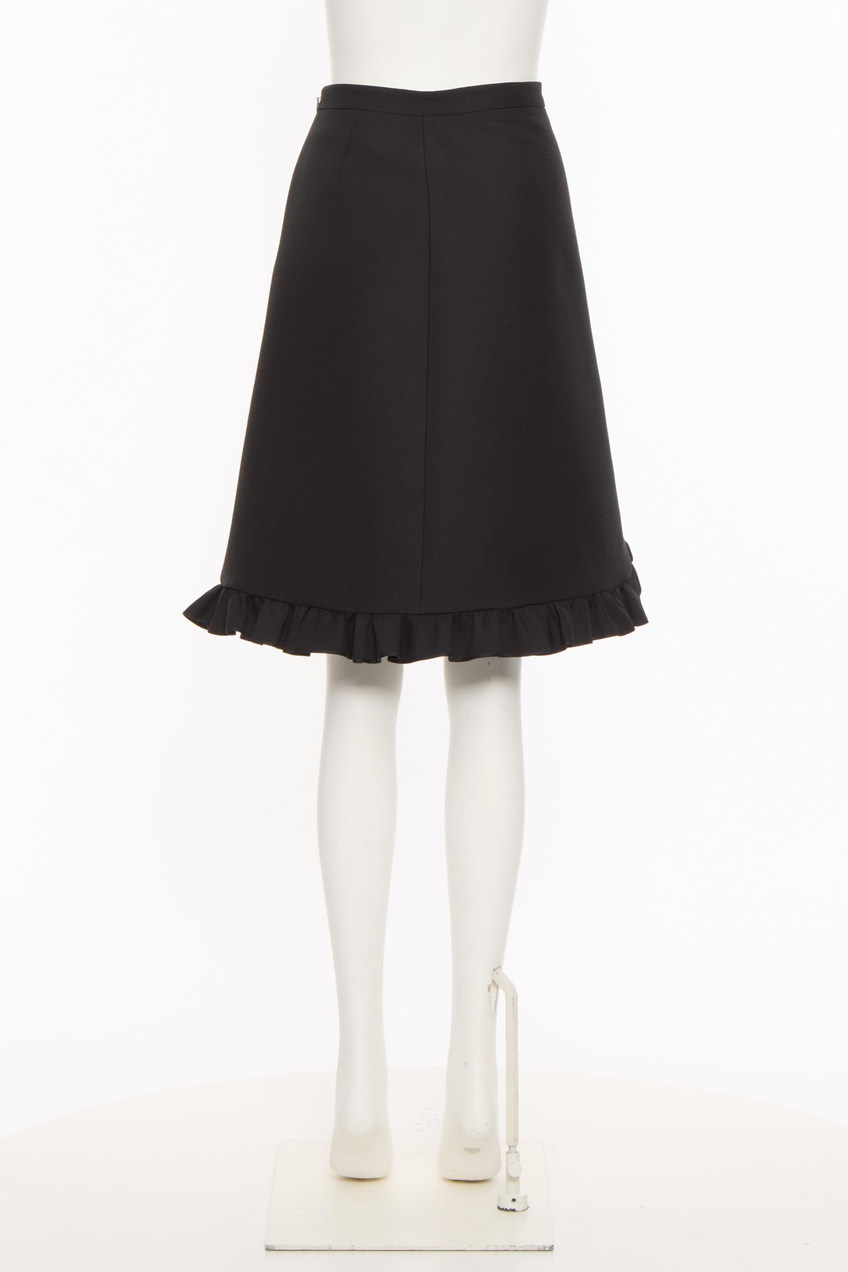 Valentino A-line Midi Skirt Ruffle Detail In Black
