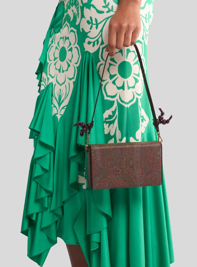 Etro Paisley Jacquard Clutch Bag In Brown