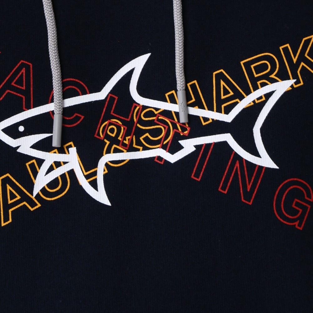 Paul & Shark Logo Hooded Sweater In Black