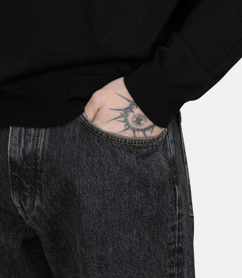 Sunflower Classic Straight-leg Black Cotton Jeans With Button Fly And Five-pocket Design In Black