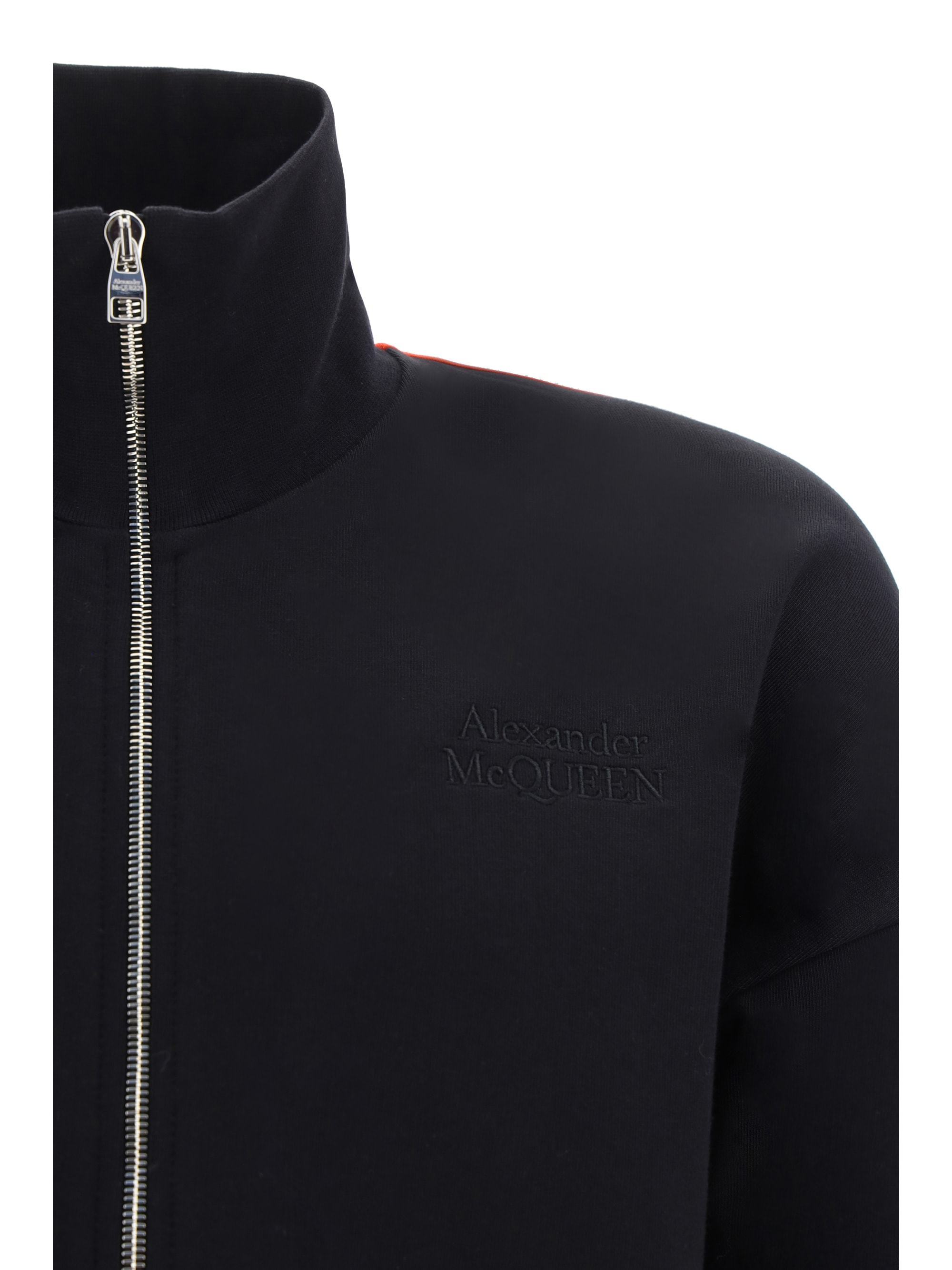 Alexander Mcqueen Multicolored Striped Zip-up Blouse In Black