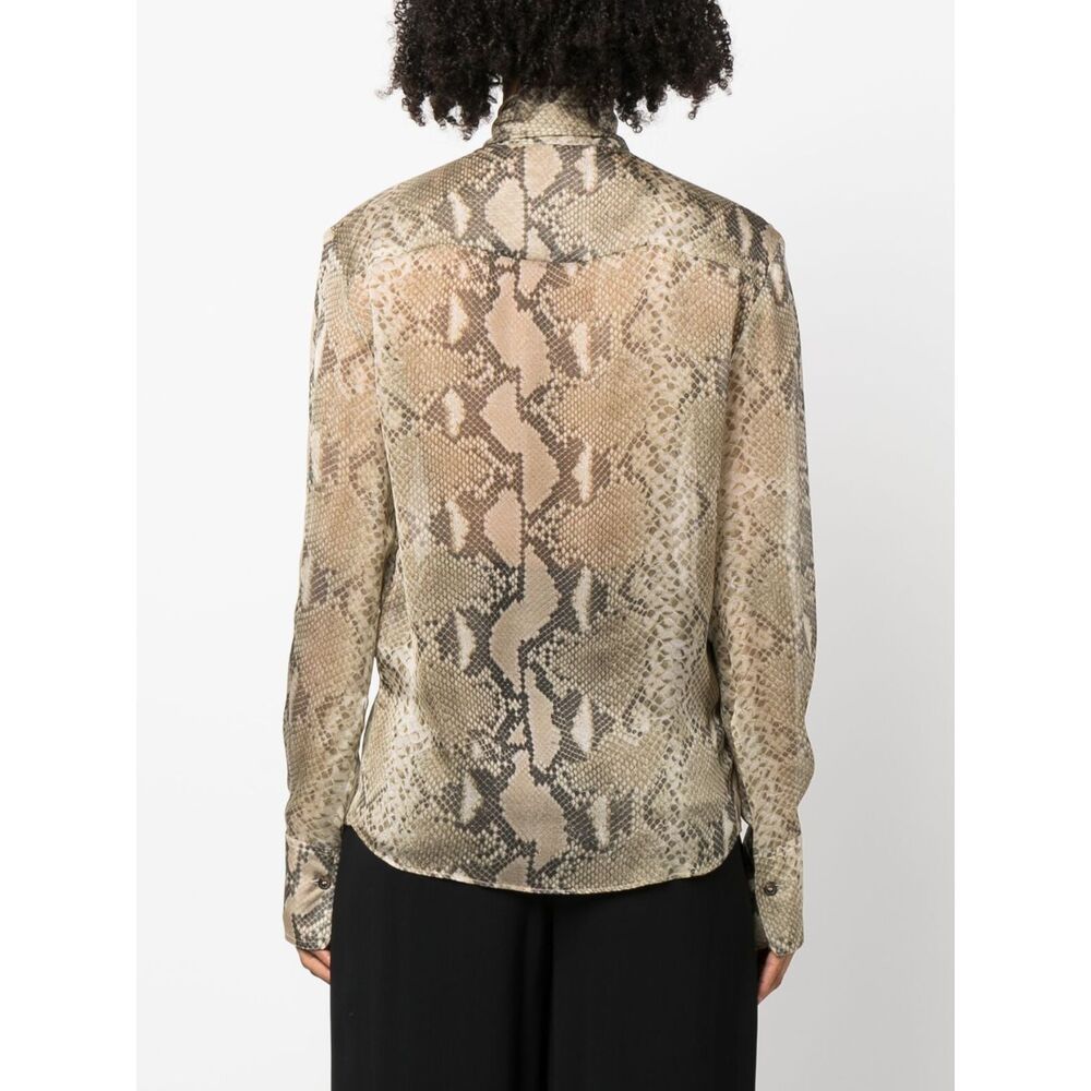 Stella Mccartney Python-print Silk Shirt In Nude