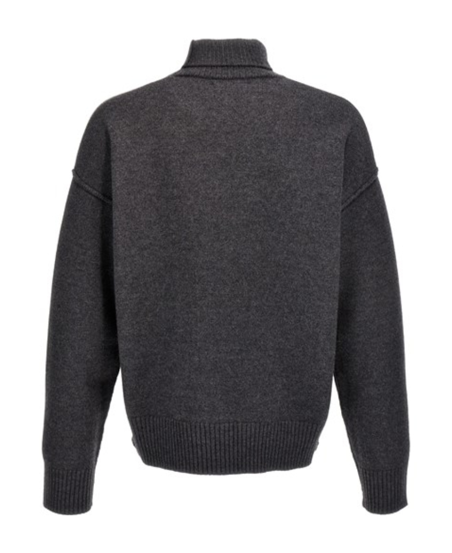 Ami Alexandre Mattiussi Ami Paris Grey Turtleneck Sweater Ami De Coeur Men In Gray