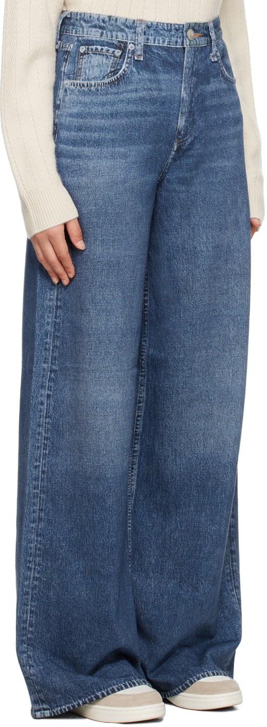 Shop Rag & Bone Mid-rise Wide-leg Jeans In Blue