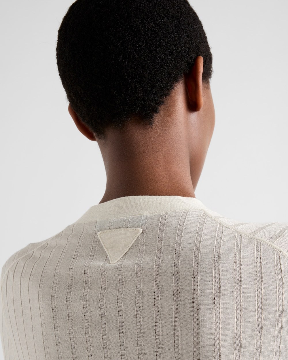 Prada V-neck Superfine Cashmere Cardigan In Nude