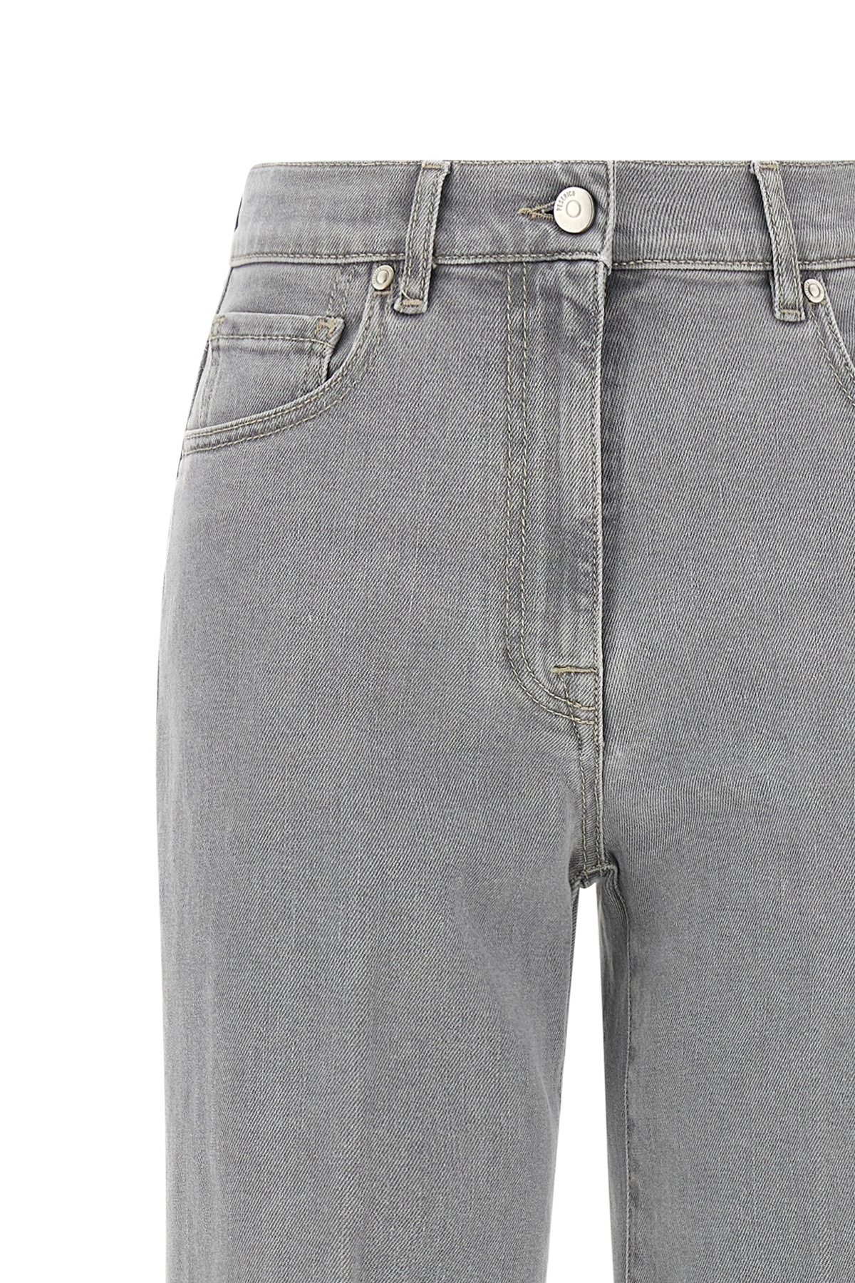 Peserico Stretch Denim Trousers With Back Patch Pocket In Gray