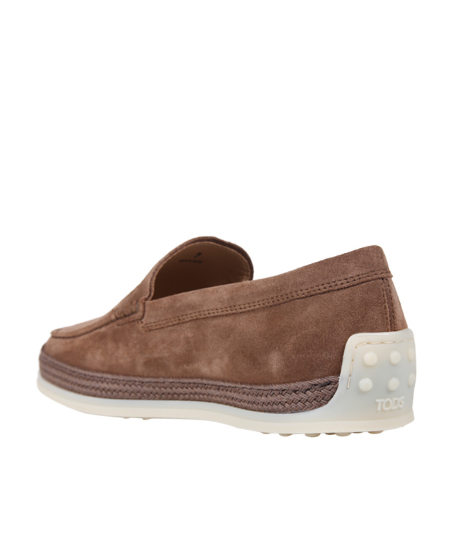 Tod's Loafers With Suede Finish And Rubber Sole In Brown