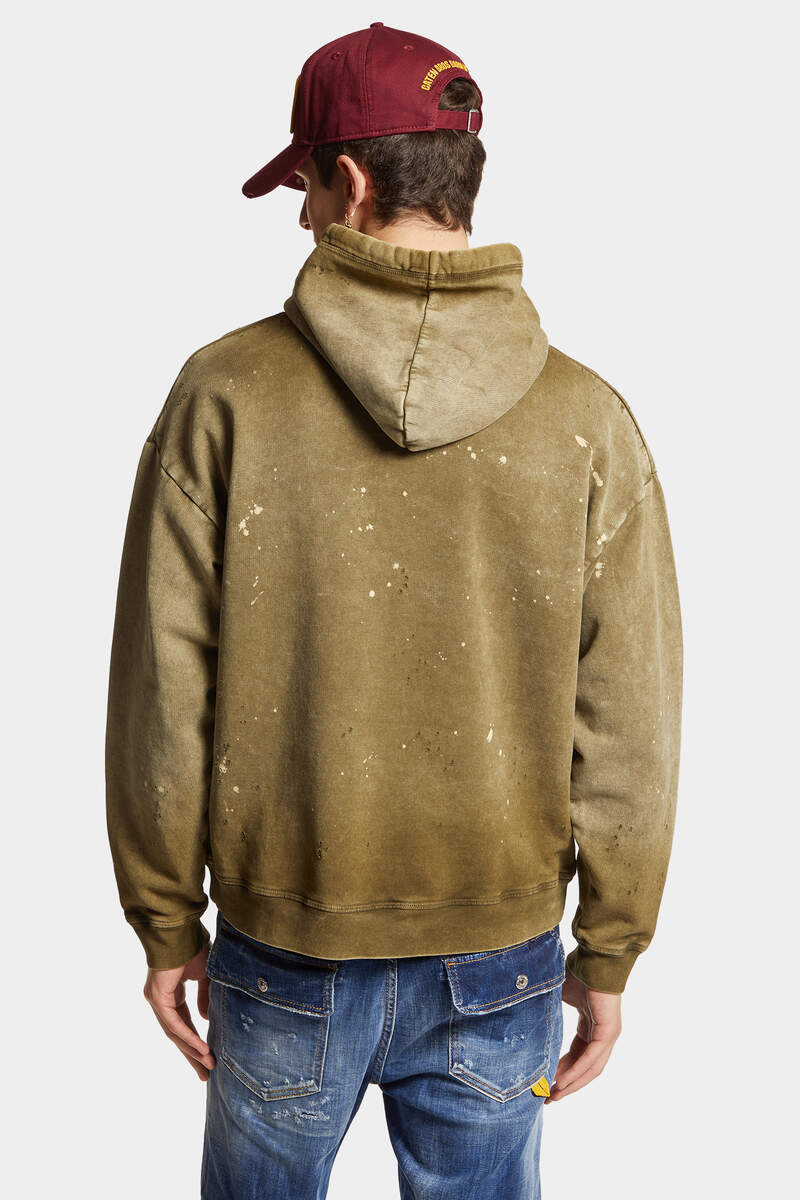 Dsquared2 Olive Green Cotton Hoodie With Original Print In Green