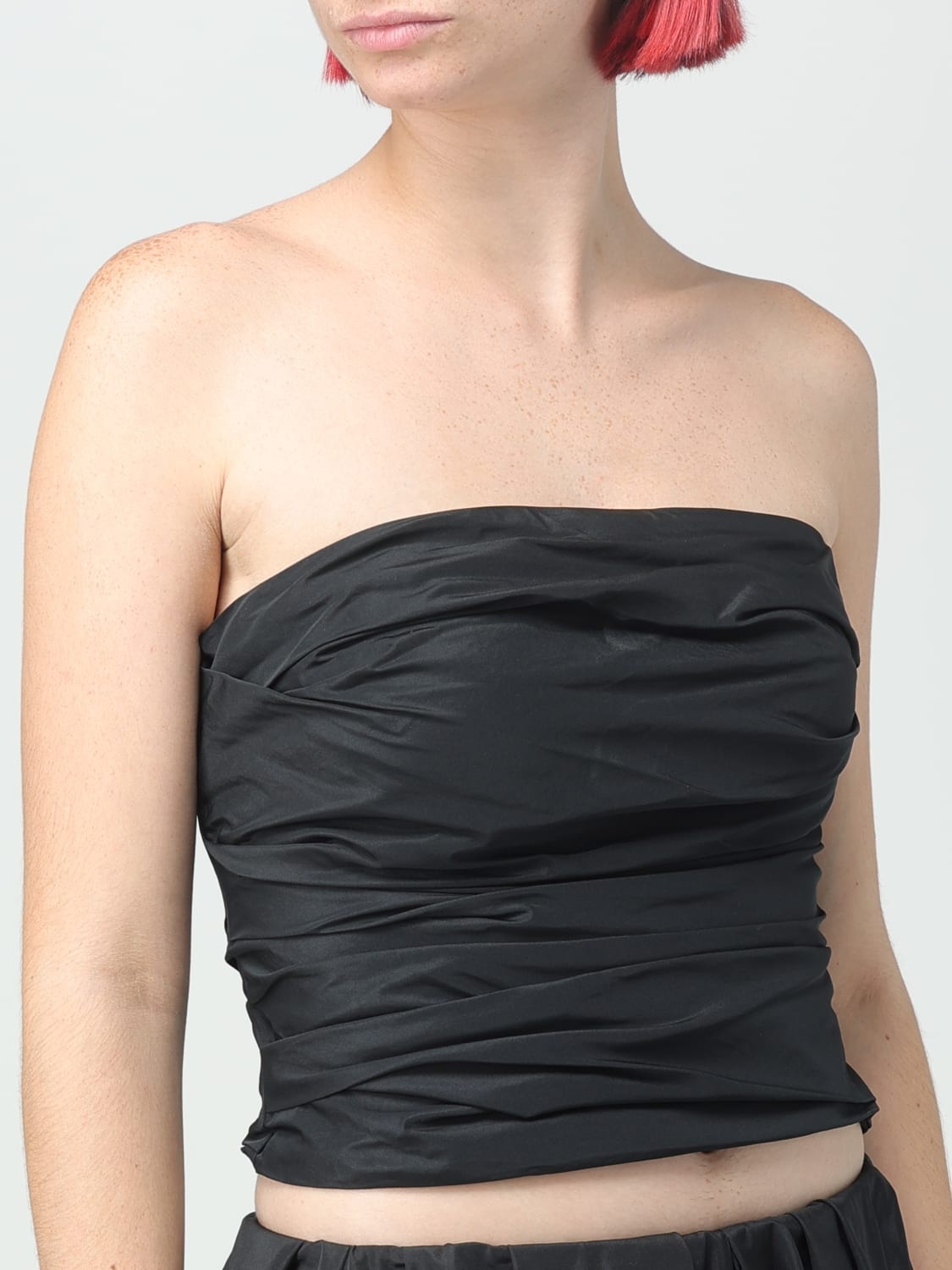 Pinko Pleated Square Collar Blouse In Animal Print