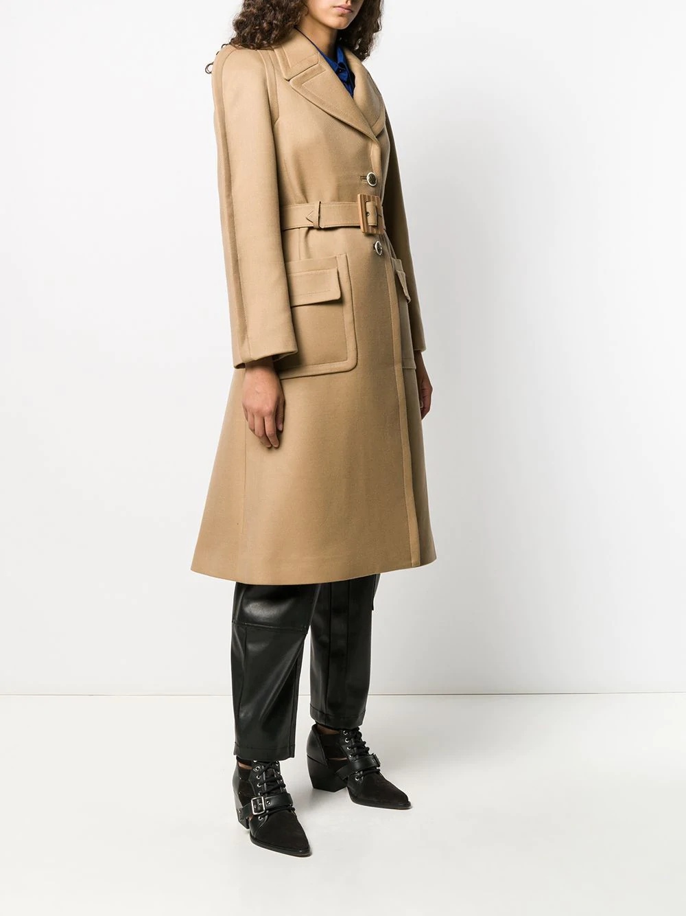 Givenchy Single-breasted Belted Coat In Brown