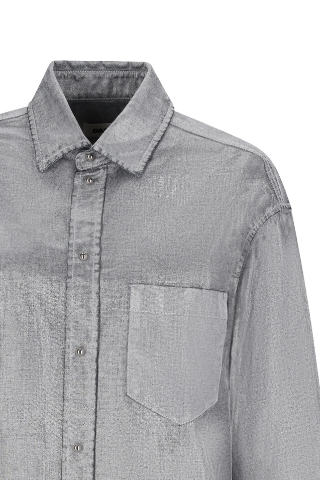 Darkpark Denim-effect Collared Shirt In Gray