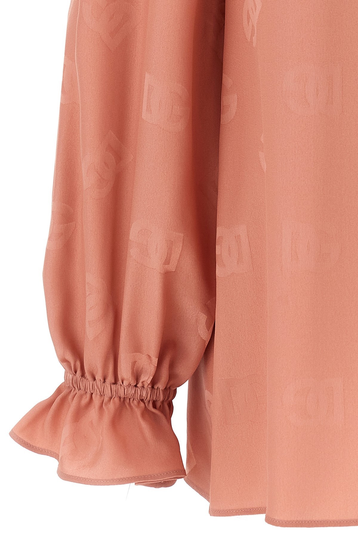 Dolce & Gabbana Silk Shirt With Puff Shoulders And Bow Detail In Pink