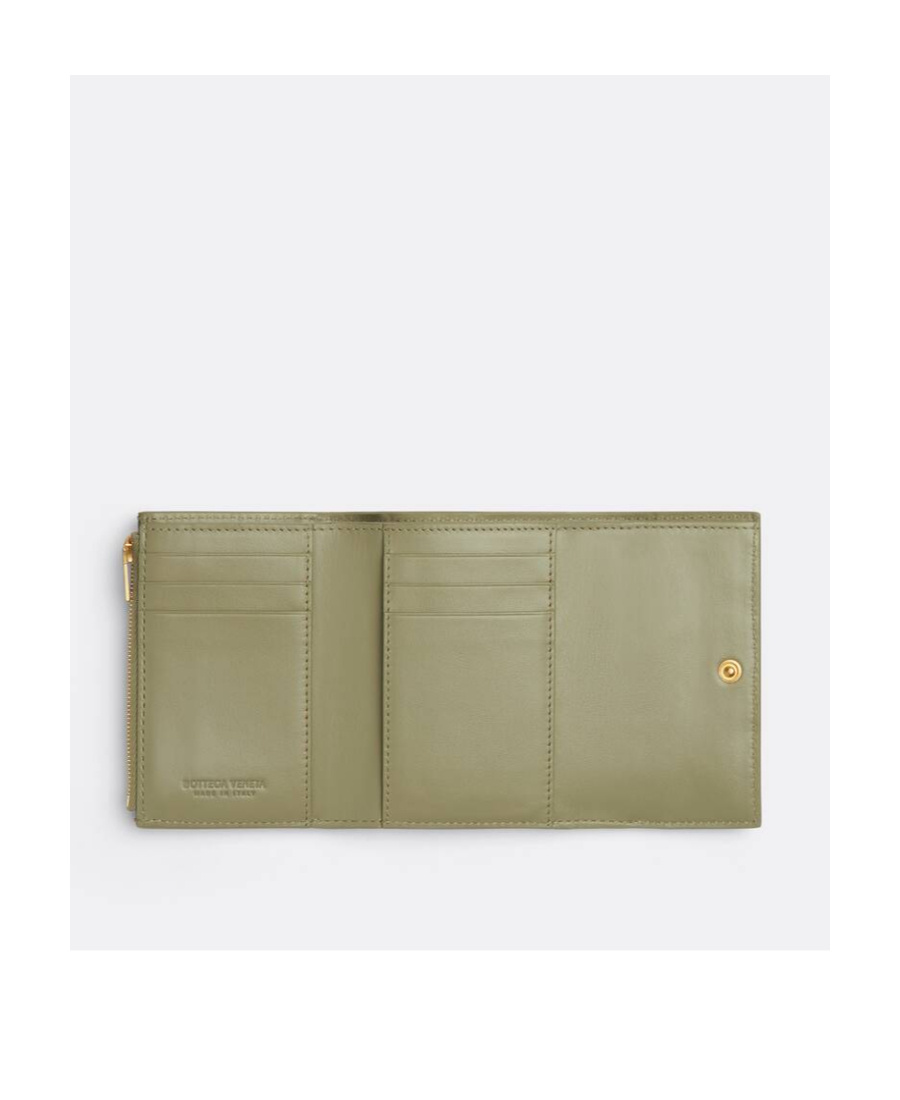 Bottega Veneta Trifold Zip Wallet In Nude