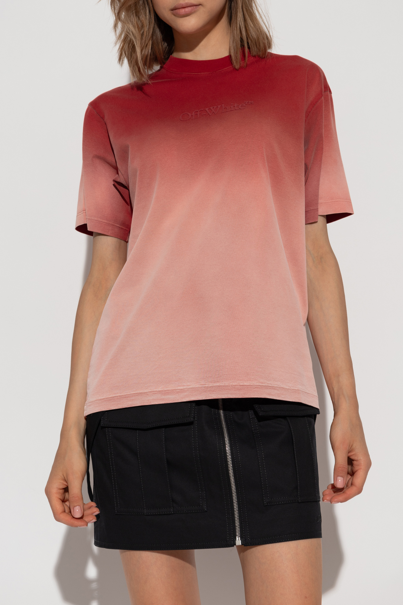 Off-white Crewneck Short-sleeved T-shirt In Pink
