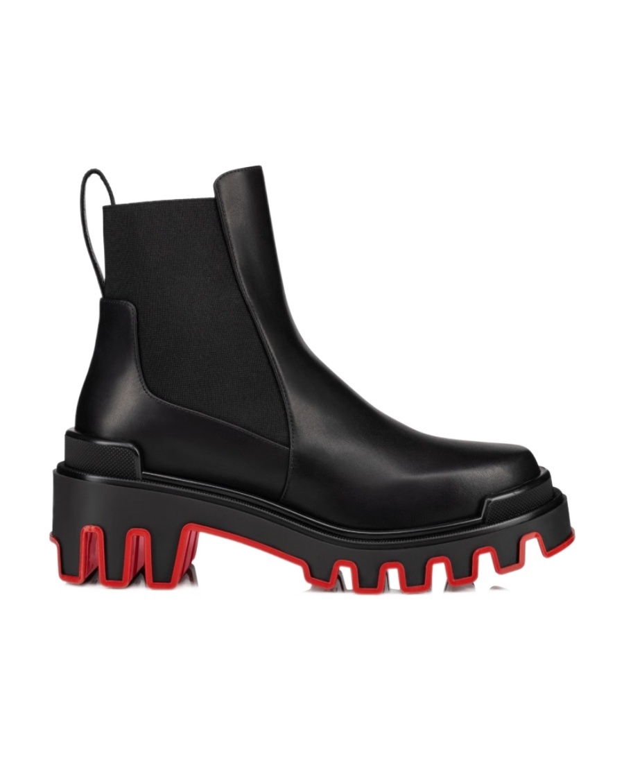 Christian Louboutin Marchacroche Black Leather Ankle Boots In Black