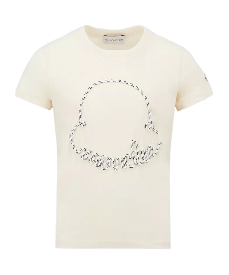 Moncler Logo-embroidered Cotton T-shirt In Nude