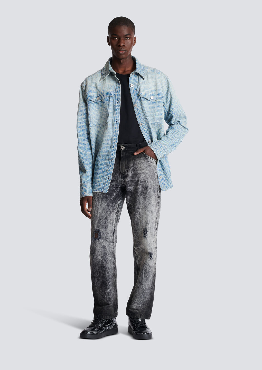 Balmain Mid-rise Straight-leg Jeans In Gray