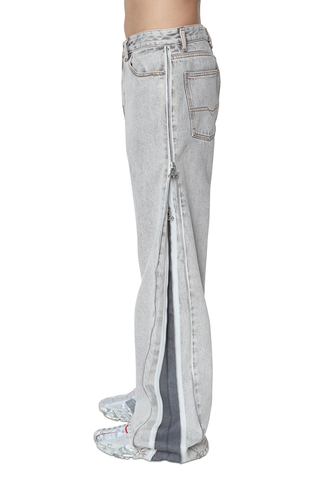 Diesel Grey Straight-leg Denim Jeans In Light-wash In White