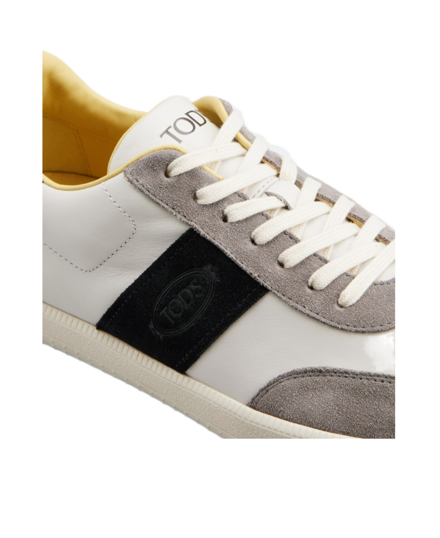 Tod's Color-blocked Leather Sneakers With Signature Gommino Sole In Gray