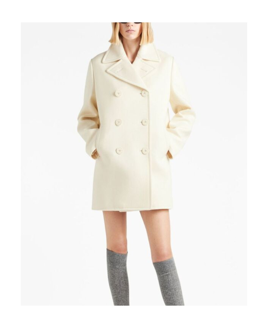 Prada Double-breasted Wool Coat Women In Nude