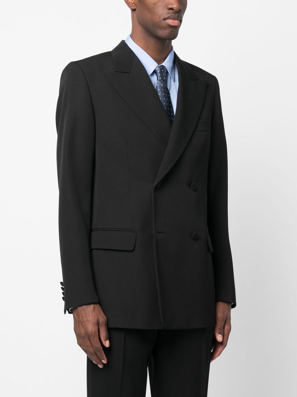 Lanvin Double-breasted Peak Lapel Blazer In Black