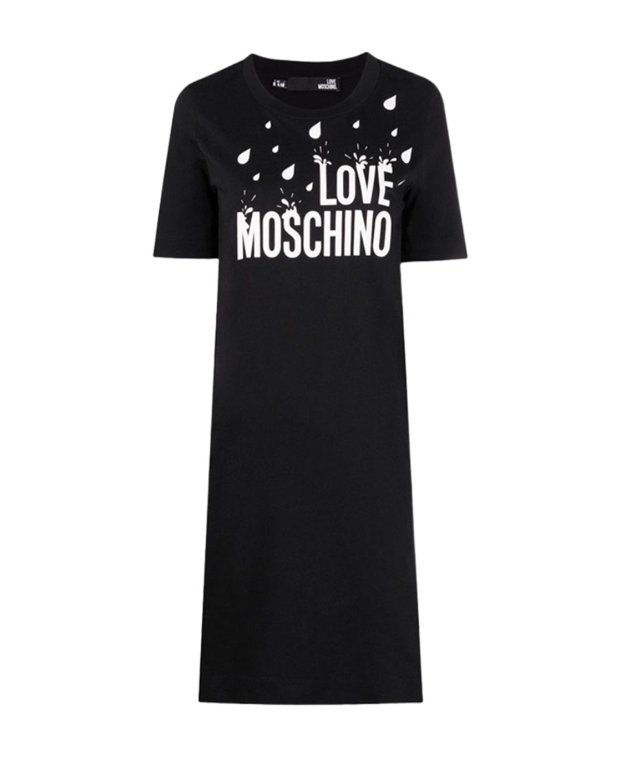 Moschino Round Neck Short-sleeved Dress In Black