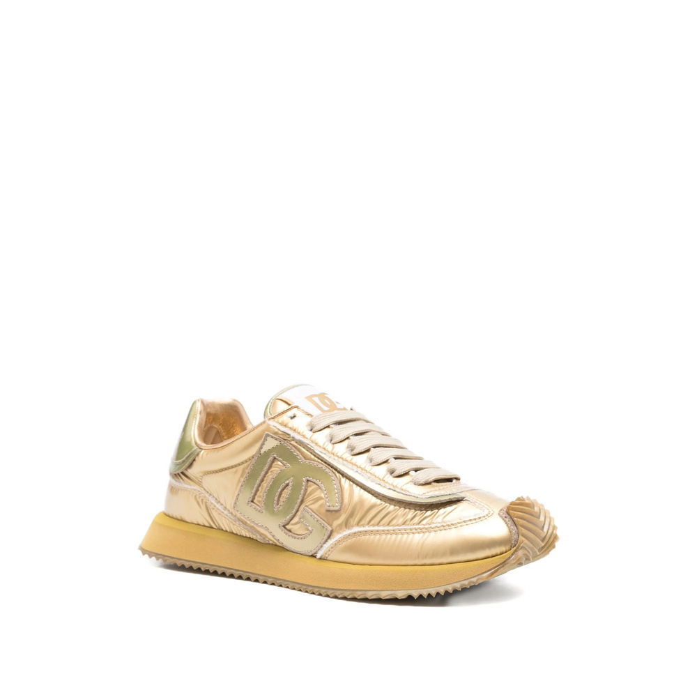 Dolce & Gabbana Dg Cushion Metallic Leather Sneakers In Gold