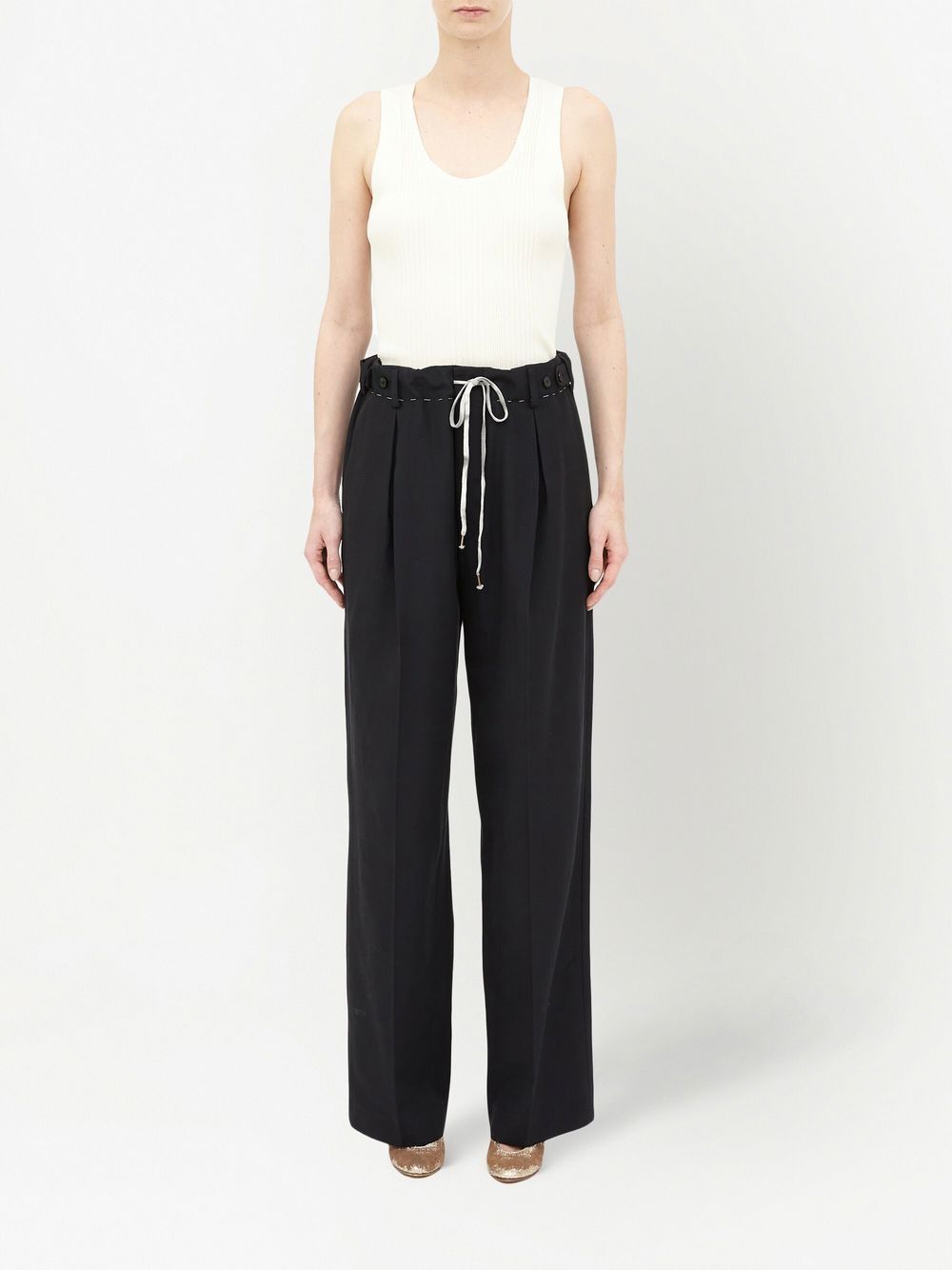 Shop Maison Margiela Cotton Moiré Trousers In Black