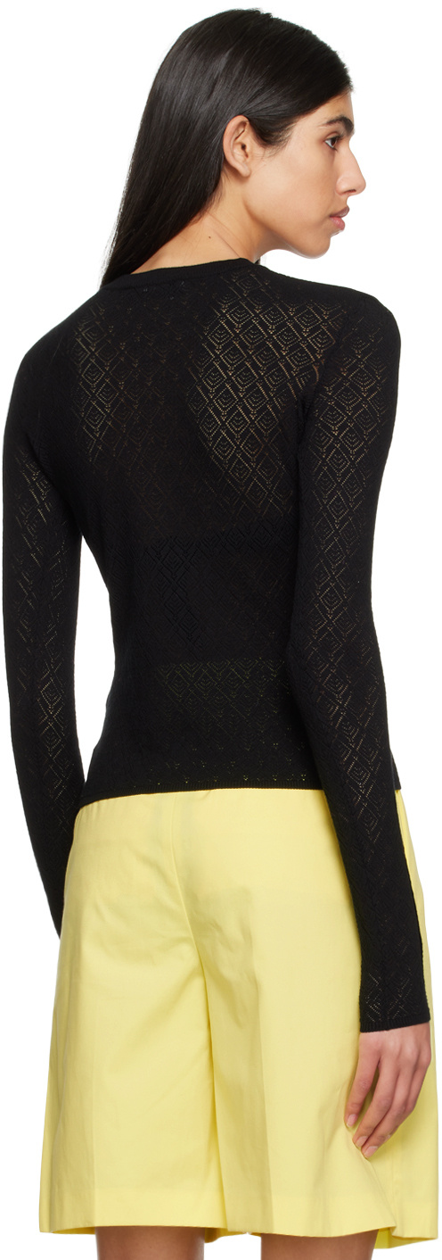 Msgm T-shirt With Round Neck And Long Sleeves In Black
