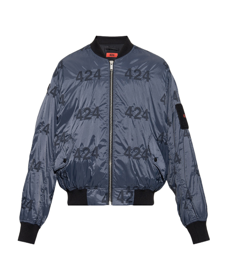 424 Logo-print Quilted Bomber Jacket In Blue