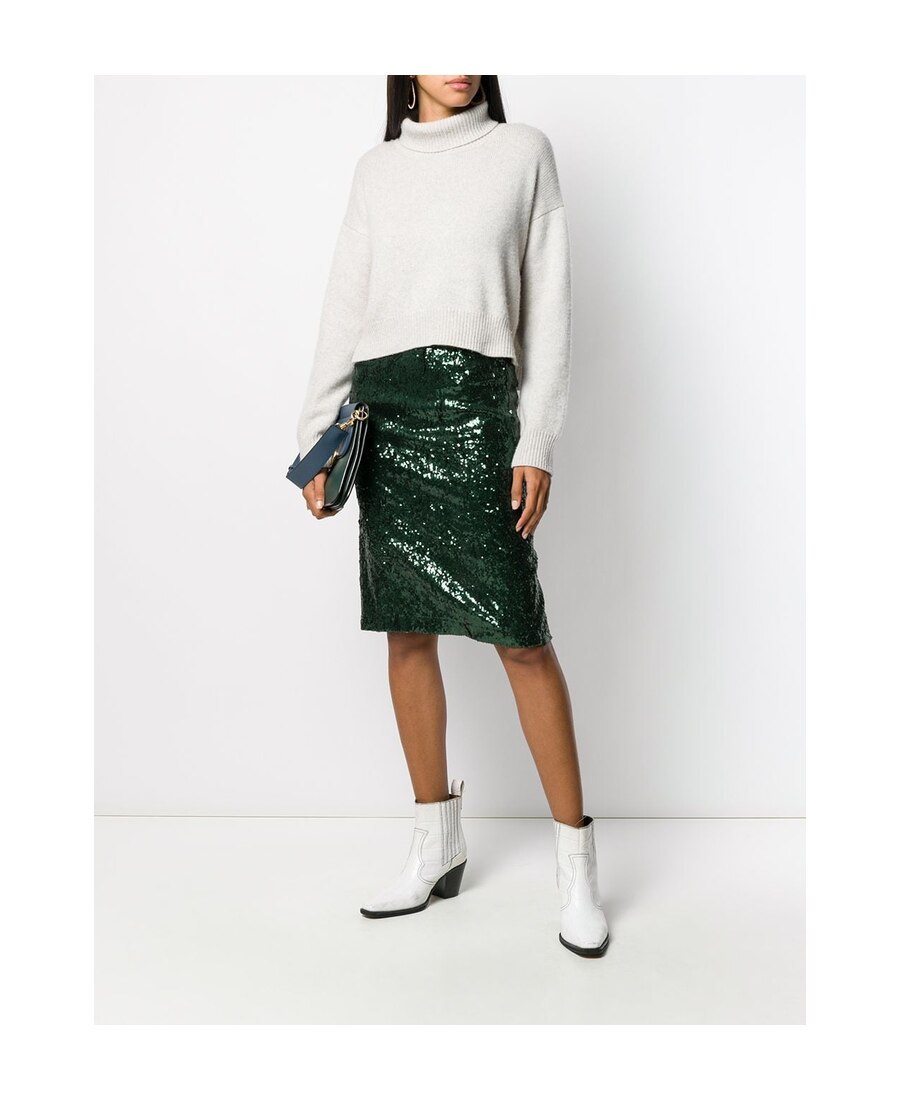 N°21 Sequined Pencil Skirt In Black