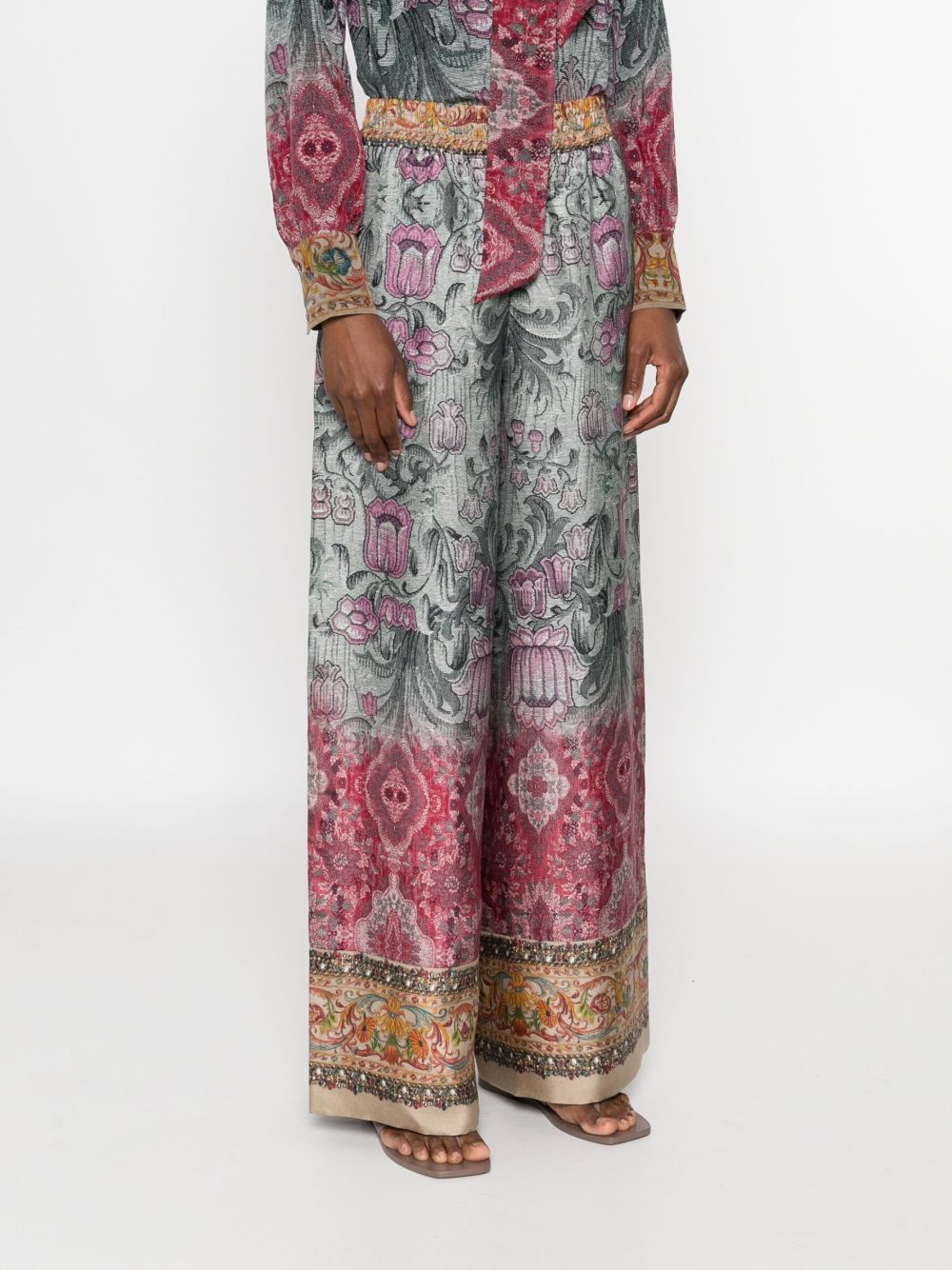 Pierre-louis Mascia Pierre Louis Mascia Printed Silk Trousers In Multi