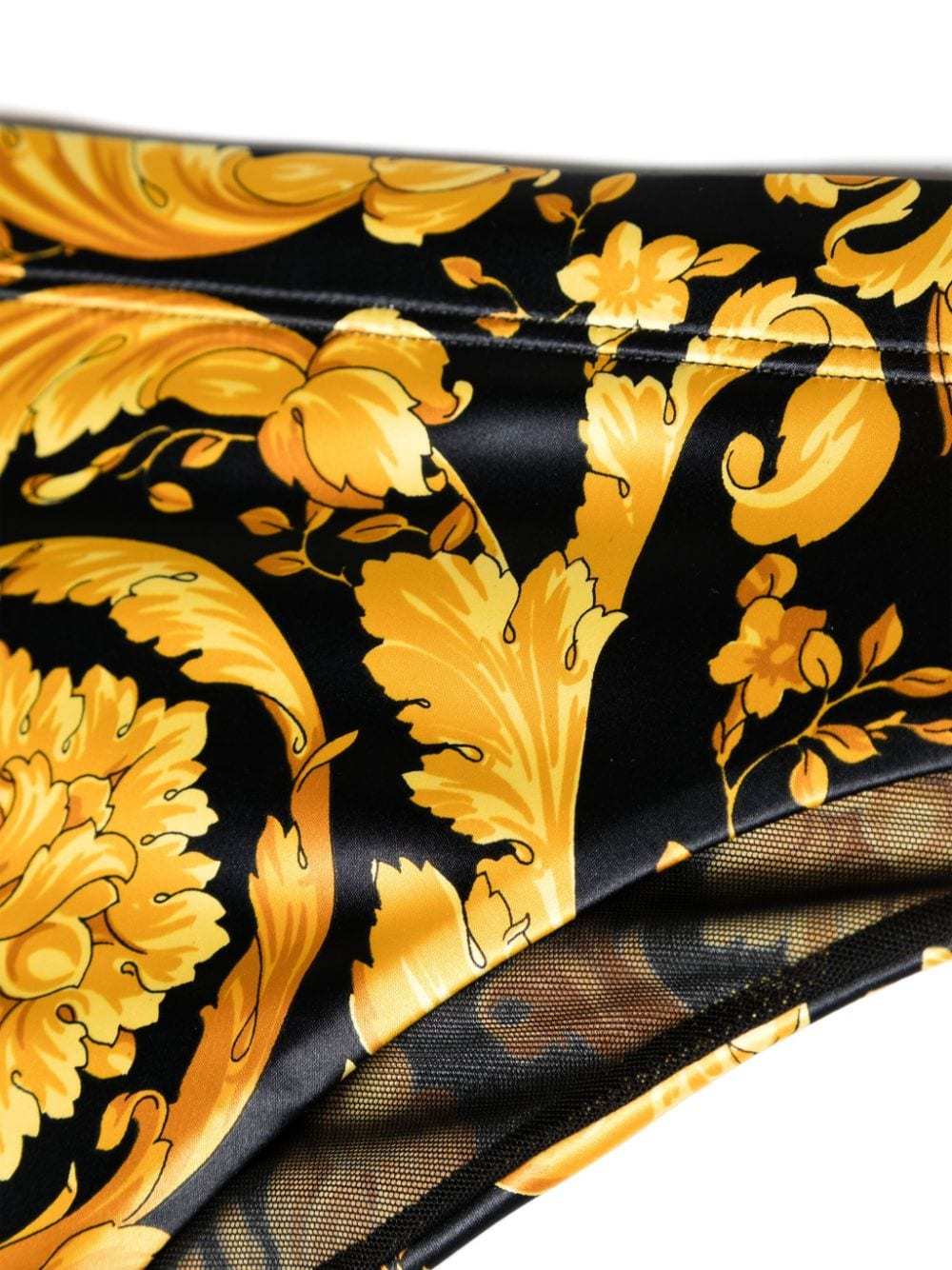 Versace Barocco-print Briefs In Yellow