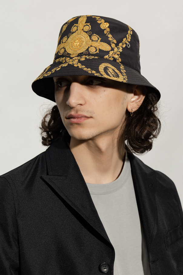Versace Barocco Print Bucket Hat In Black
