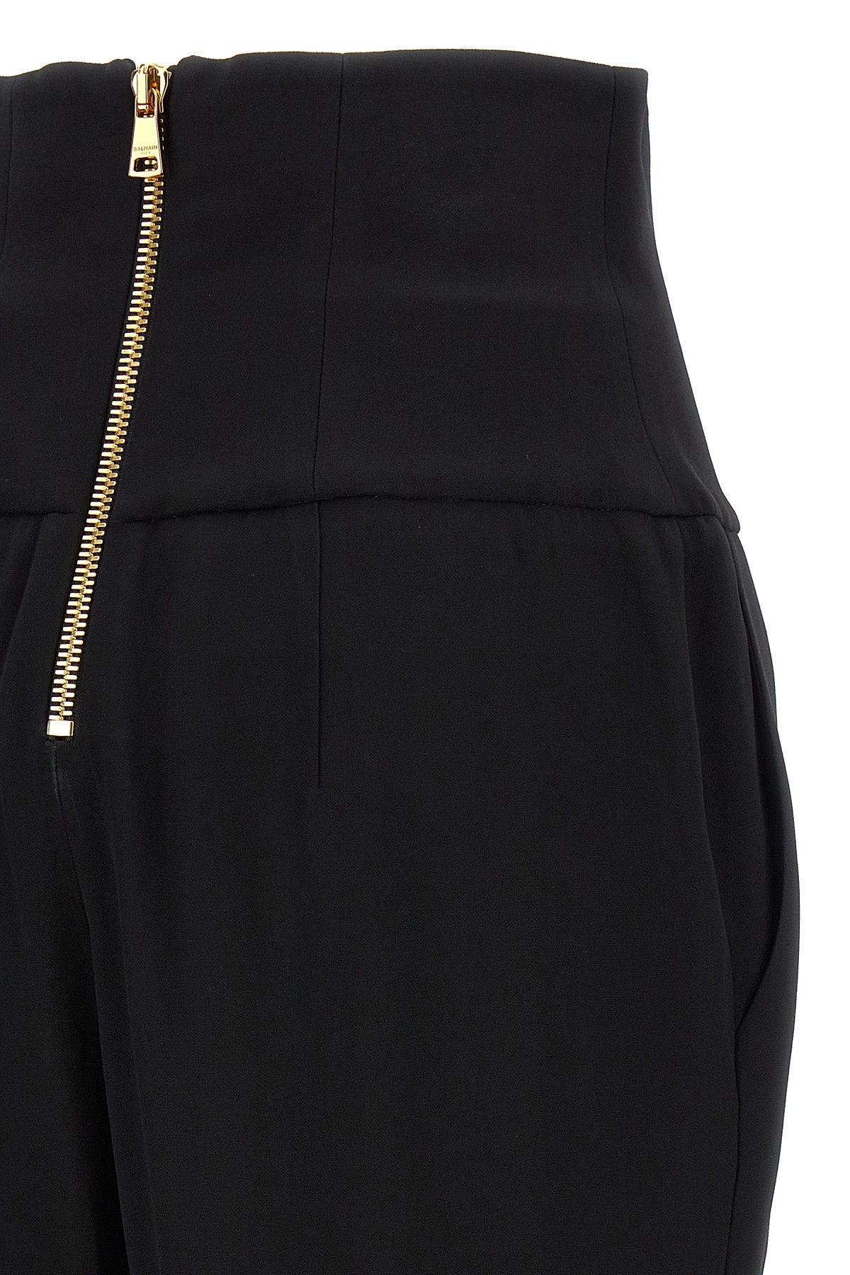 BALMAIN CREPE WIDE-LEG TROUSERS WITH BUTTONS