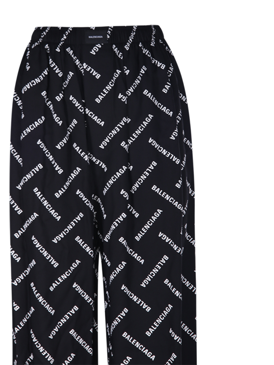 Balenciaga Logo-print Poplin Palazzo Pants In Black
