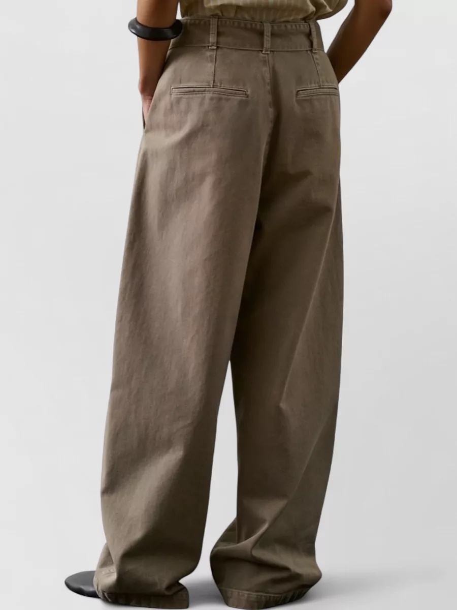 Soeur High Waist Wide Leg Trousers With Pleats In Neutral