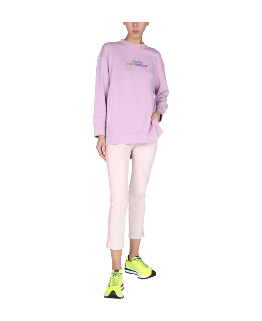 Stella Mccartney Fresh Peach Twisted Seam Crop Straight Leg Jeans In Pink