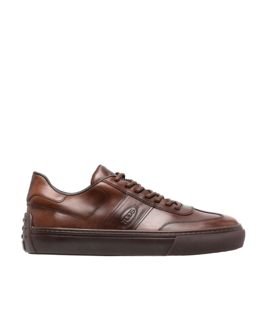 Tod's Logo-debossed Leather Sneakers In Brown