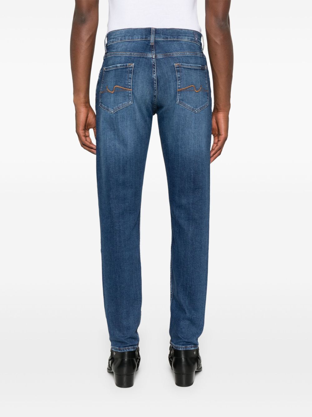 7 For All Mankind Elastam Slim Tapered Jeans In Blue
