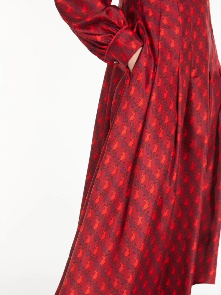 Max Mara Printed Silk Dress In Red