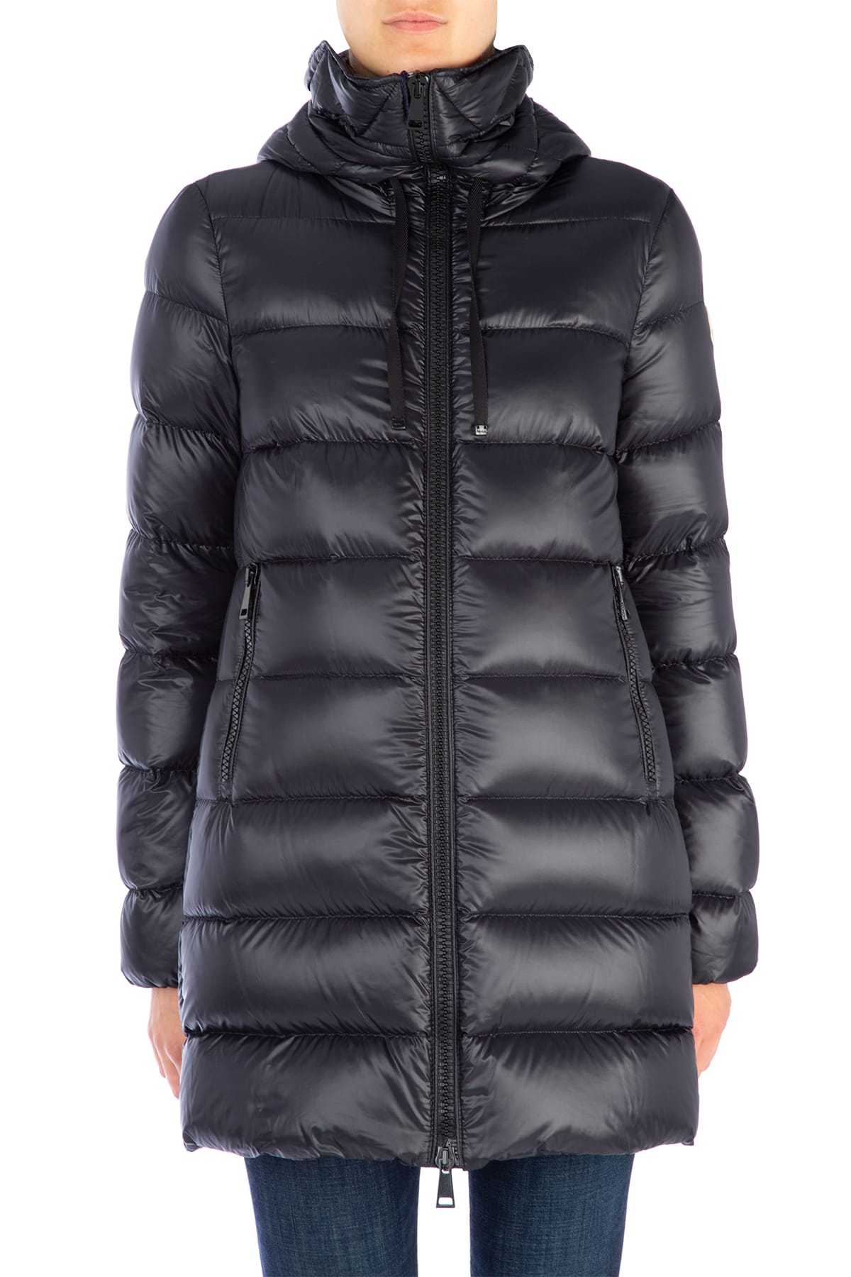 Moncler Zip-up Padded Long Parka In Black