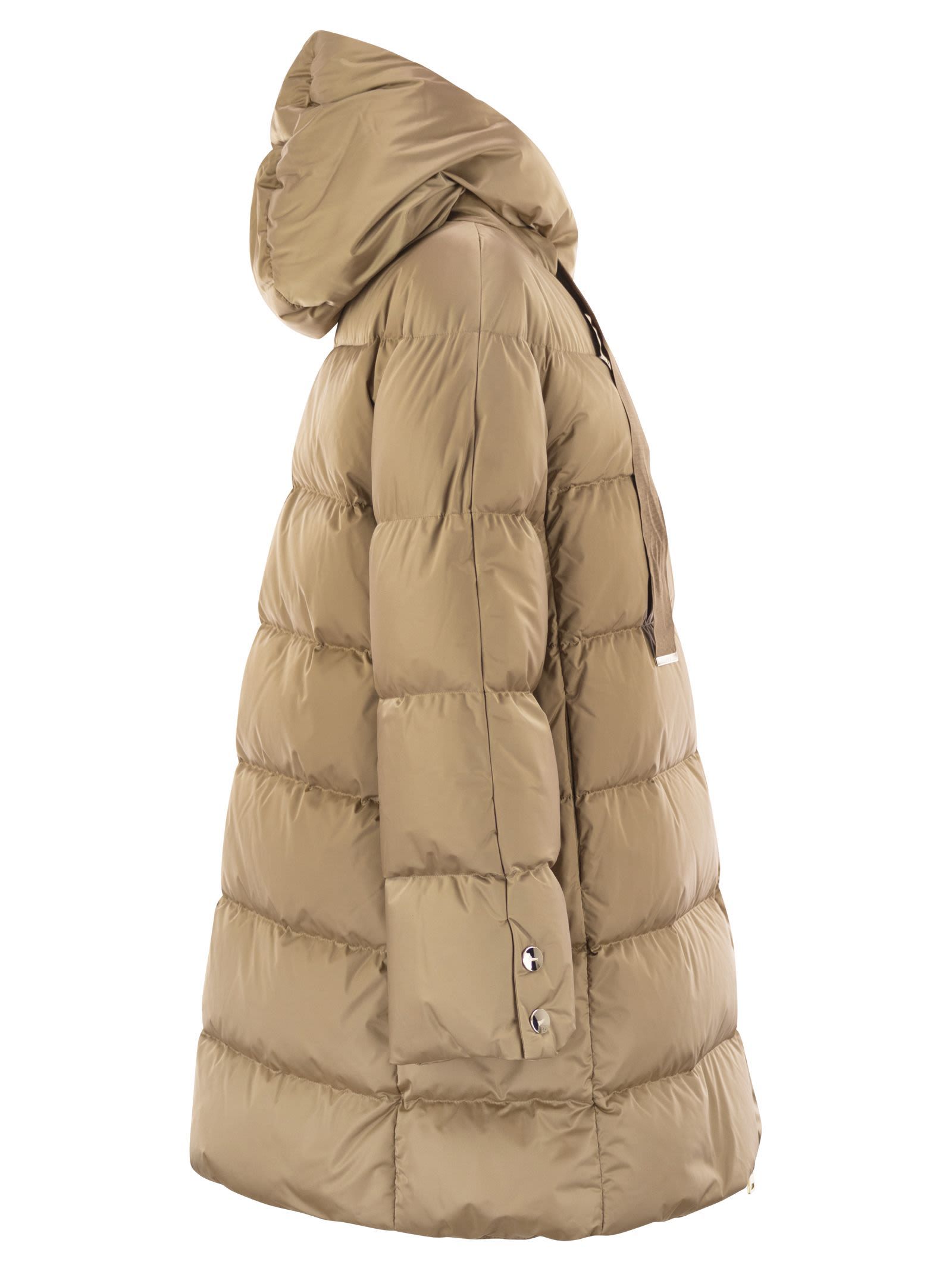 Herno Women A-shape Down Jacket With Hood In Brown