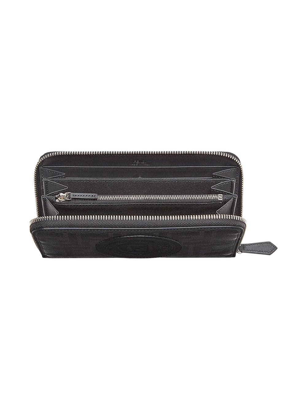 Fendi Wrap Zipper Ff Logo Wallet In Black