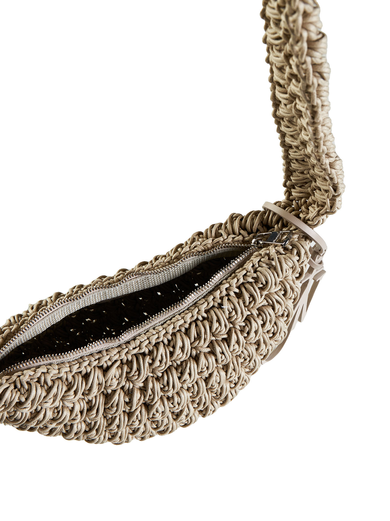 Jw Anderson Popcorn Leather-trimmed Crocheted Cotton Shoulder Bag In Nude