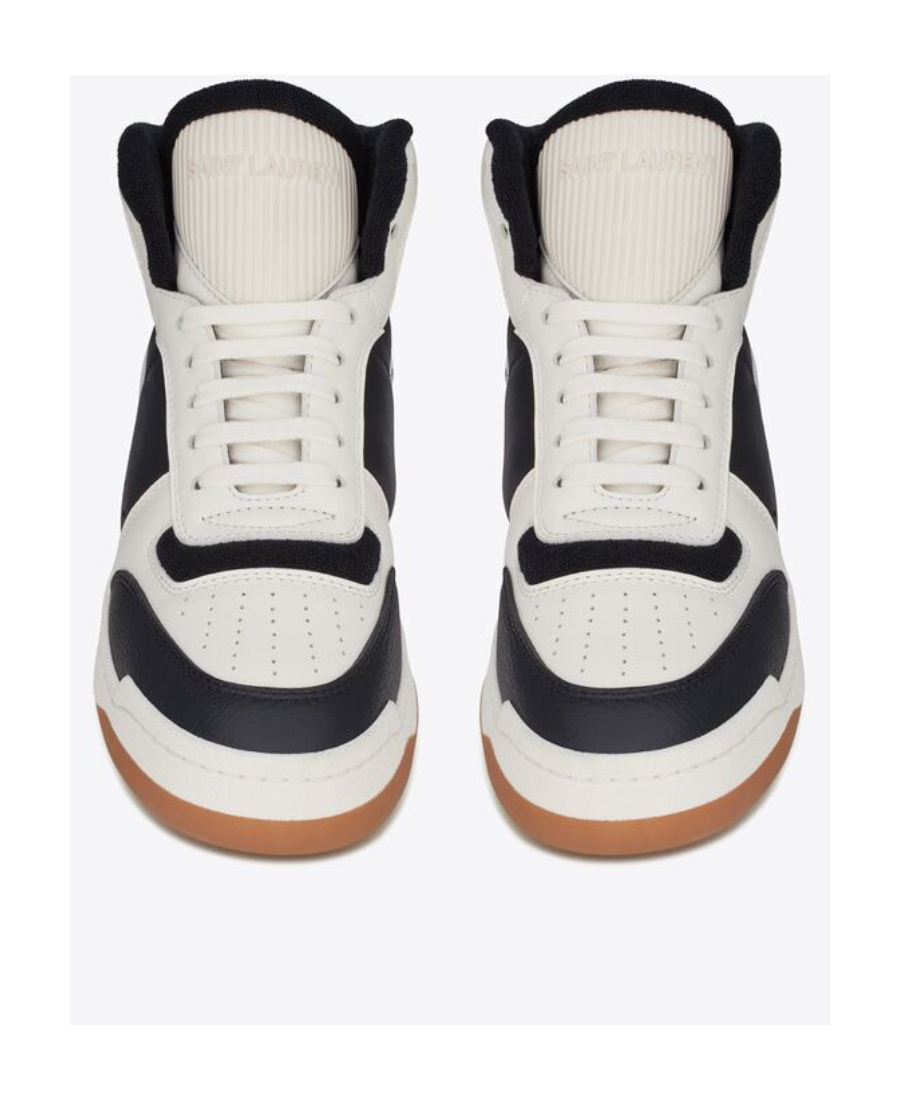 Saint Laurent High-top Leather Sneakers Contrast Panels In White
