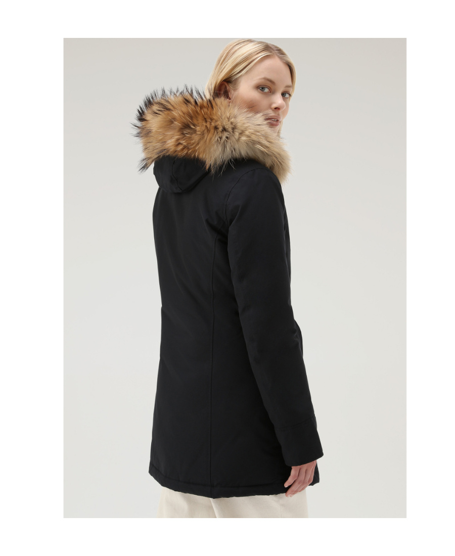 Woolrich Detachable Fur Collar Parka Coat In Black