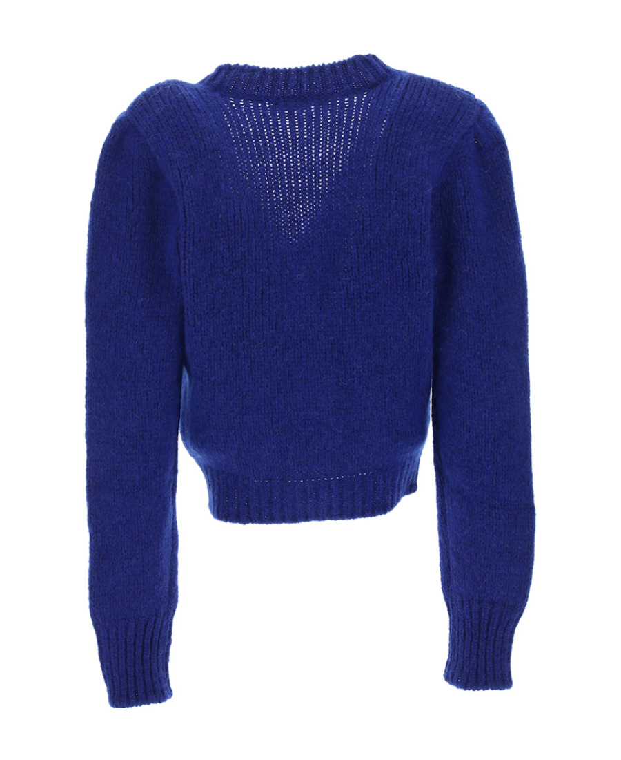 Alessandra Rich Alpaca Blend Cardigan With Butterfly Embroideries In Blue